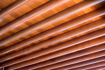 Wood plank construction pattern on roofing house