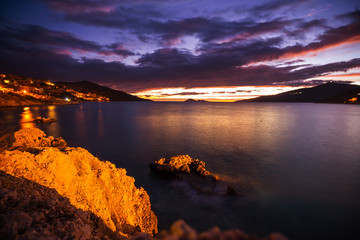 Turkey coast at night