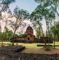 Fototapeta na wymiar Prasat Muang Sing are Ancient ruins of Khmer temple in historical park