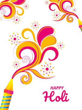 Floral motif decorated greeting card design for Happy Holi festival celebration.