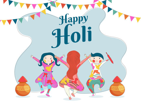 Cute kids enjoying holi festival, indian festival of colors celebration background. Can be used as greeting card design. Stock Vector | Adobe Stock Cute kids enjoying holi festival, indian festival of colors celebration background. Can be used as greeting card design. Stock Vector | Adobe Stock