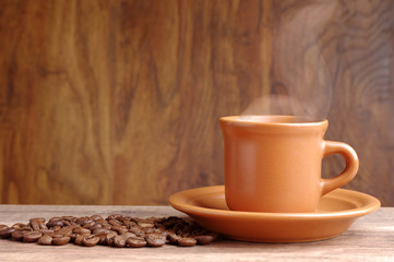 Cup of coffee with steam
