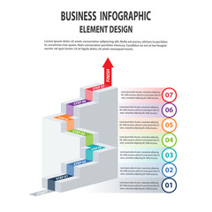 Infographics business template stairs with arrow steps for Presentation, Sale forecast, Web design, Improvement, Step by Step