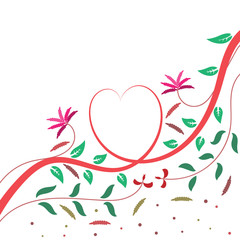 Flowers and hearts on white- Illustration 