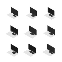 Set of flat monitors in 3D, vector illustration.