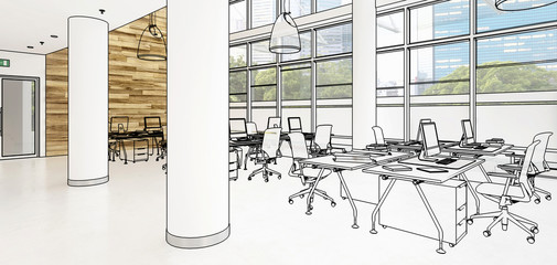 Modern Office Conception 02 (panoramic draft)