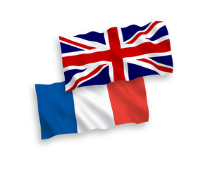 Fototapeta premium Flags of France and Great Britain on a white background