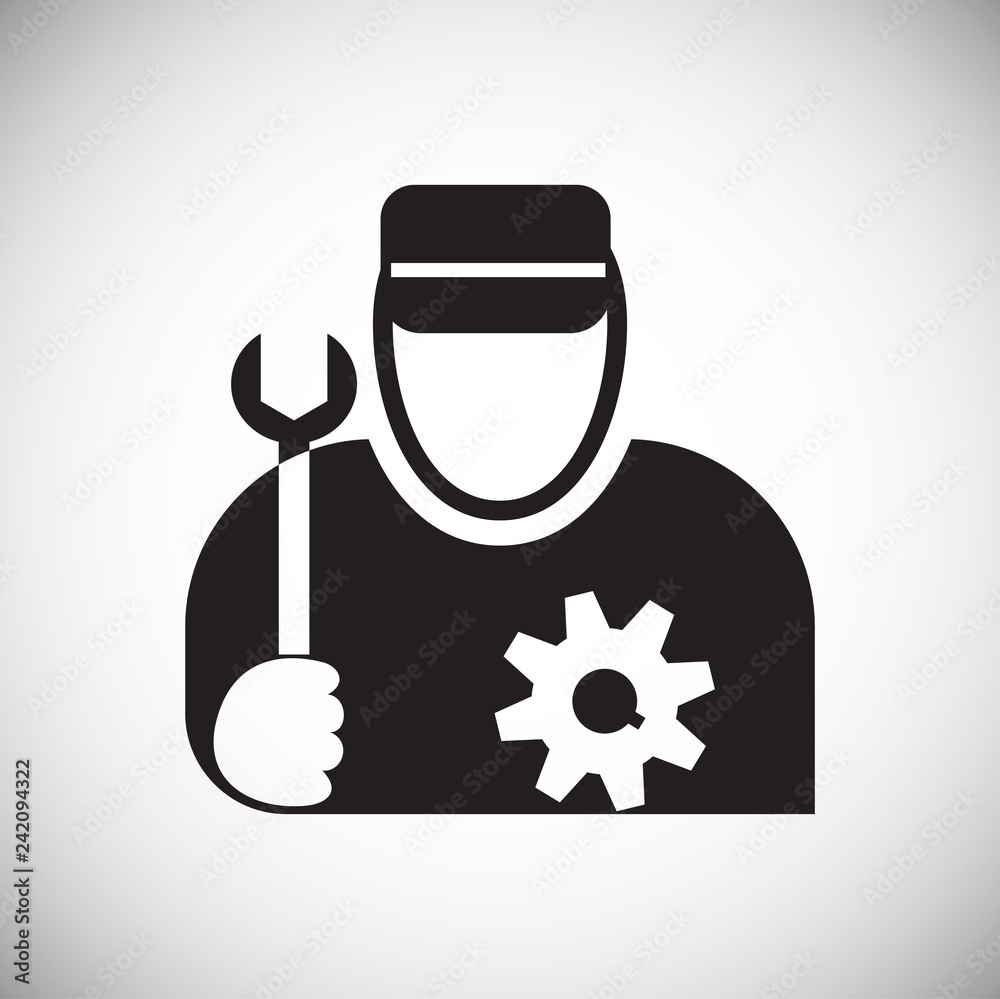 Poster worker icon on white background for graphic and web design, modern simple vector sign. internet conc