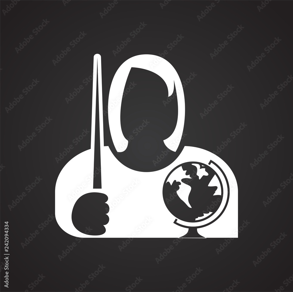 Poster teacher icon on black background for graphic and web design, modern simple vector sign. internet con
