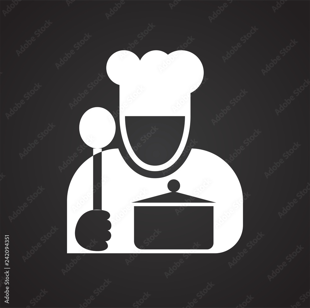 Poster cook icon on black background for graphic and web design, modern simple vector sign. internet concep