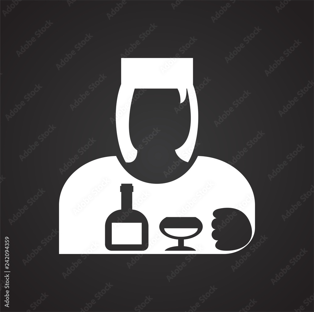 Poster waitress icon on black background for graphic and web design, modern simple vector sign. internet co