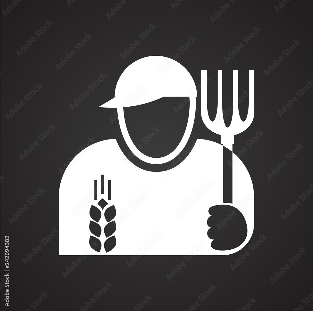 Poster farmer icon on black background for graphic and web design, modern simple vector sign. internet conc