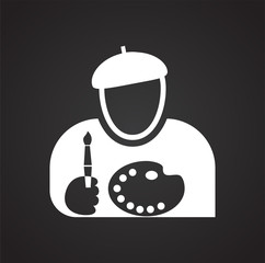 Artist icon on black background for graphic and web design, Modern simple vector sign. Internet concept. Trendy symbol for website design web button or mobile