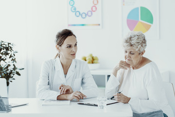 Senior woman and dietician during a consultation