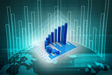 3d rendering Stock market online business concept. business Graph 