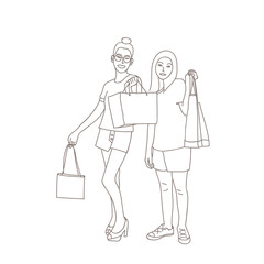 shopping bags and women drawing