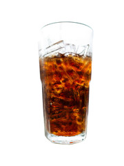 Cola in glass on white background isolated with clipping path