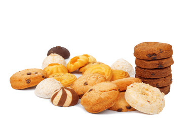 Tasty fresh cookies on isolated background