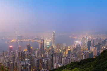 Fototapeta na wymiar View of Hong Kong site from Victoria peak view point