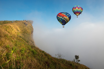 Beautiful landscape in the morning of Phu Chi fa National Park. Chiang Rai Province, Thailand