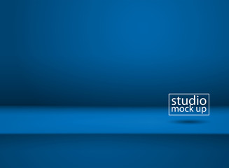 Empty  blue background for product display. Vector abstract volume mock up stage studio table room.