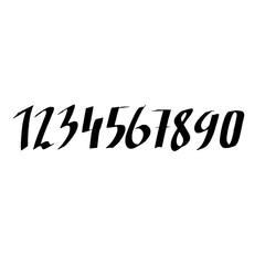 Set of grunge handdrawn numbers. Modern dry brush lettering. Vector illustration