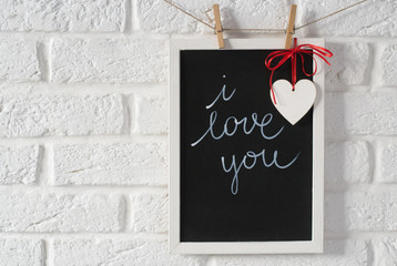 Blackboard with text I love you