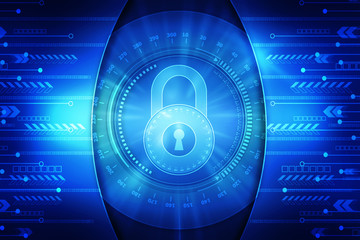 2d illustration Safety concept: Closed Padlock on digital background