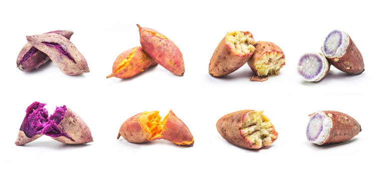 Various varieties of sweet potatoes