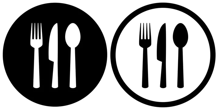 restaurant sign with spoon, fork, knife icons Stock Vector | Adobe Stock