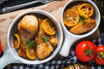 roasted chicken legs with vegetables and herbs