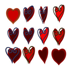 Red and burgundy heart set