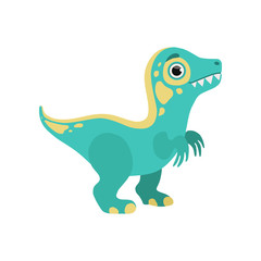 Cute blue dinosaur, lovely baby dino cartoon character vector Illustration
