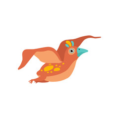 Cute flying dinosaur, funny baby dino cartoon character vector Illustration