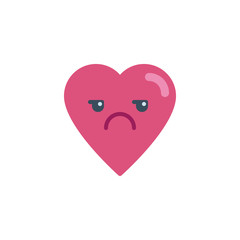 Sad heart face character emoji flat icon, vector sign, colorful pictogram isolated on white. Unamused Face emoticon symbol, logo illustration. Flat style design