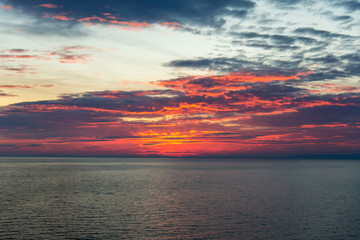 Sunset landscape at Cape Kaliakra, Bulgaria, Eastern Europe - selective focus, space for text