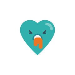 Nauseous heart face character emoji flat icon, vector sign, colorful pictogram isolated on white. Vomiting face emoticon symbol, logo illustration. Flat style design