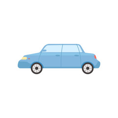 Fototapeta na wymiar Blue sedan car, side view vector Illustration