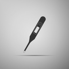 Medical digital thermometer for medical examination icon isolated on grey background. Flat design. Vector Illustration