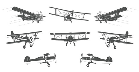 A lot of Vintage Planes logo element design - 242100528
