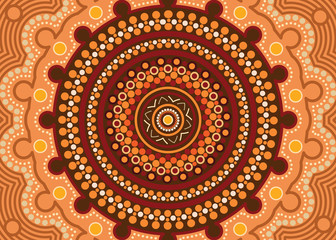 Aboriginal art vector background. Illustration based on aboriginal style of dot painting.