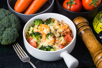 Cheese Grilled Shrimp Pasta