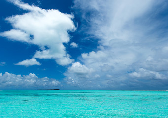 tropical Maldives island with white sandy beach and sea