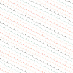 Fototapeta premium Abstract seamless pattern with freehand shapes made in vector. Marker marks, strokes and scribbles in pastel colors on white background.