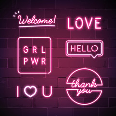 Various neon signs vector set