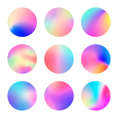 Colorful holographic gradient background design set