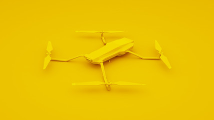 Drone isolated on yellow background. 3d illustration