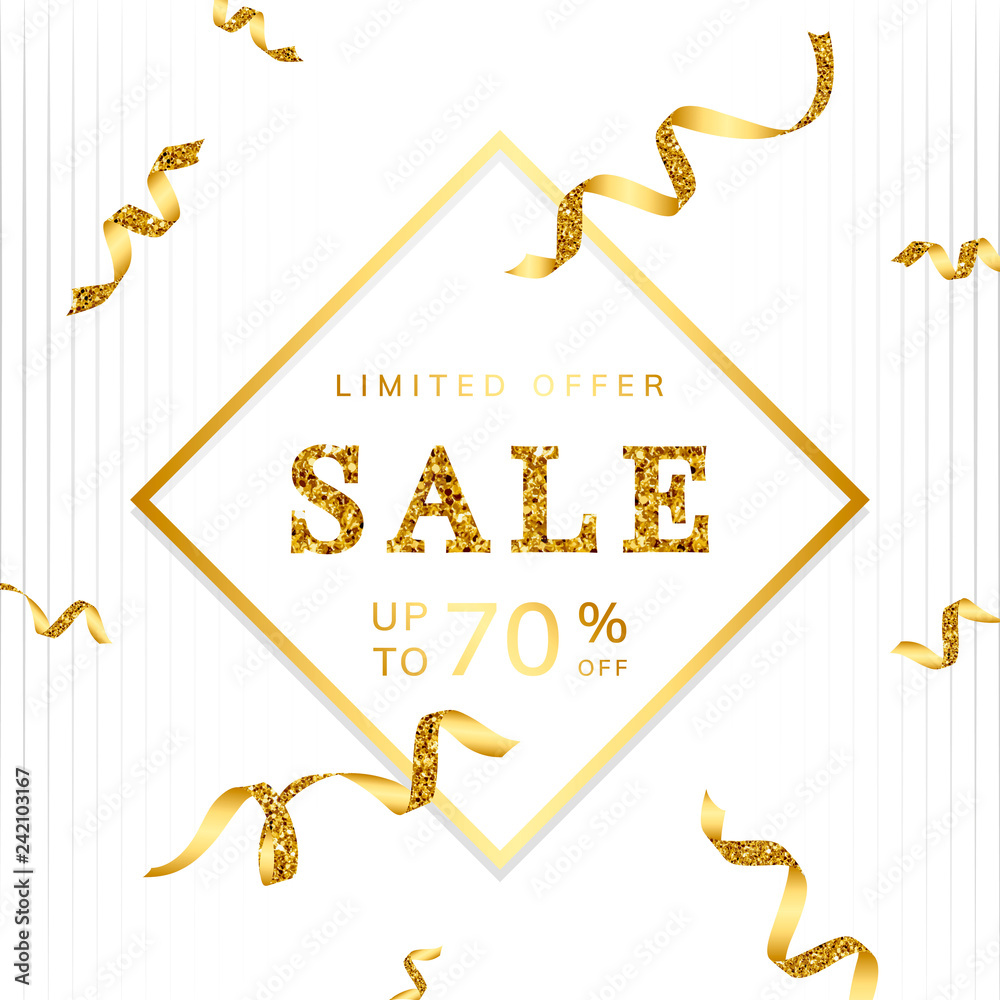 Poster limited offer 70% off sign vector