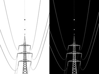 Silhouettes of high voltage poles