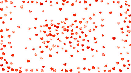 Heart frame background with gold glitter hearts.